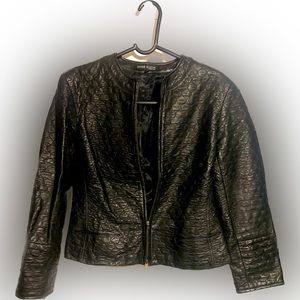 ANNE KLEIN leather zip up fitted jacket